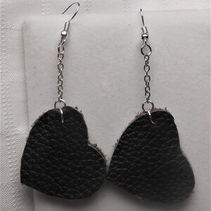 No. 181 Handmade earrings with leather pieces 2 1/2 inches long
